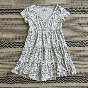 Hollister White and Blue Floral Mini Dress